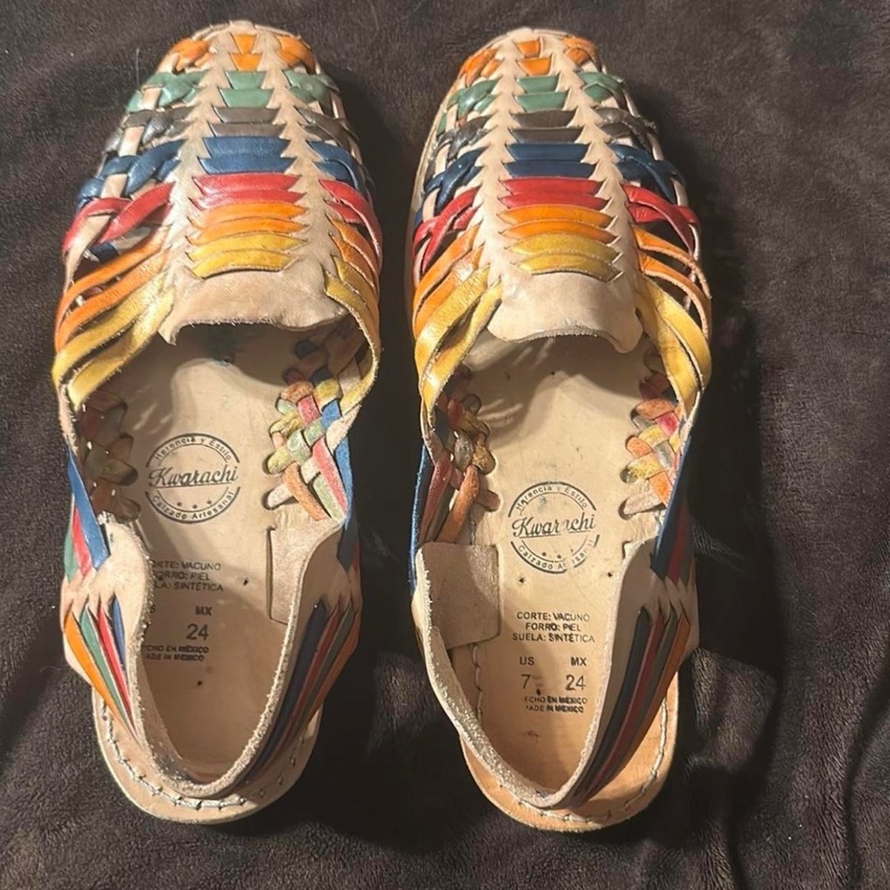 Colorful Leather Huarache Sandals